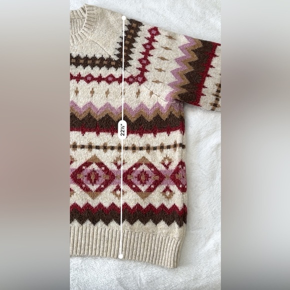 Wool Blend Fair Isle Sweater L | Winter Cozy Holiday Knit Pullover - Picture 7 of 13